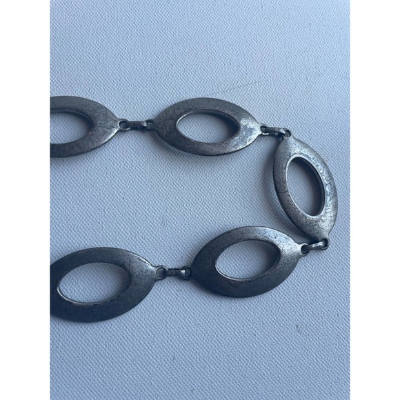 Y2K Silver Tone Pewter Look Open Oval Belt - Missing Chain - Picture 5 of 7